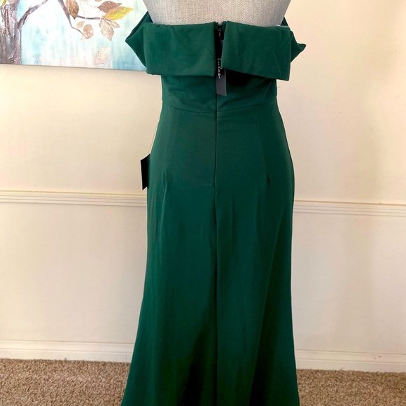 LULUS 💚HUNTER GREEN💚 OFF THE SHOULDER MAXI FORMAL DRESS SIZE MEDIUM 🌟NWT🌟 - Picture 8 of 16